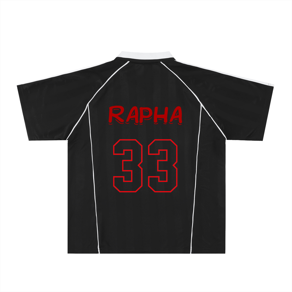 Red Letters Shadow Stripe Collared Jersey