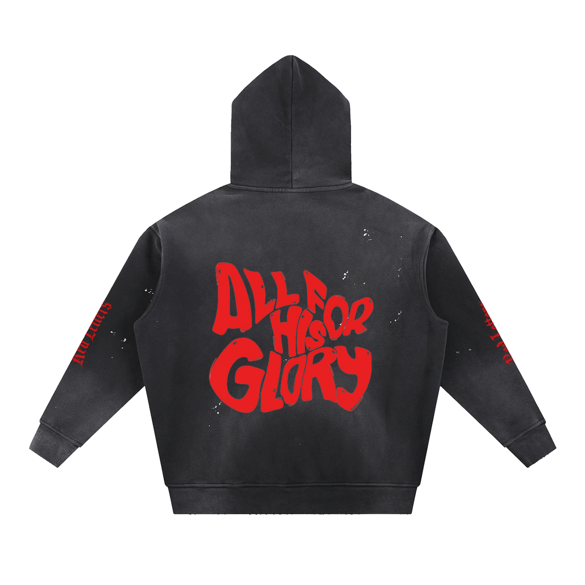 Red Letters Washed Frayed Fleece Hoodie