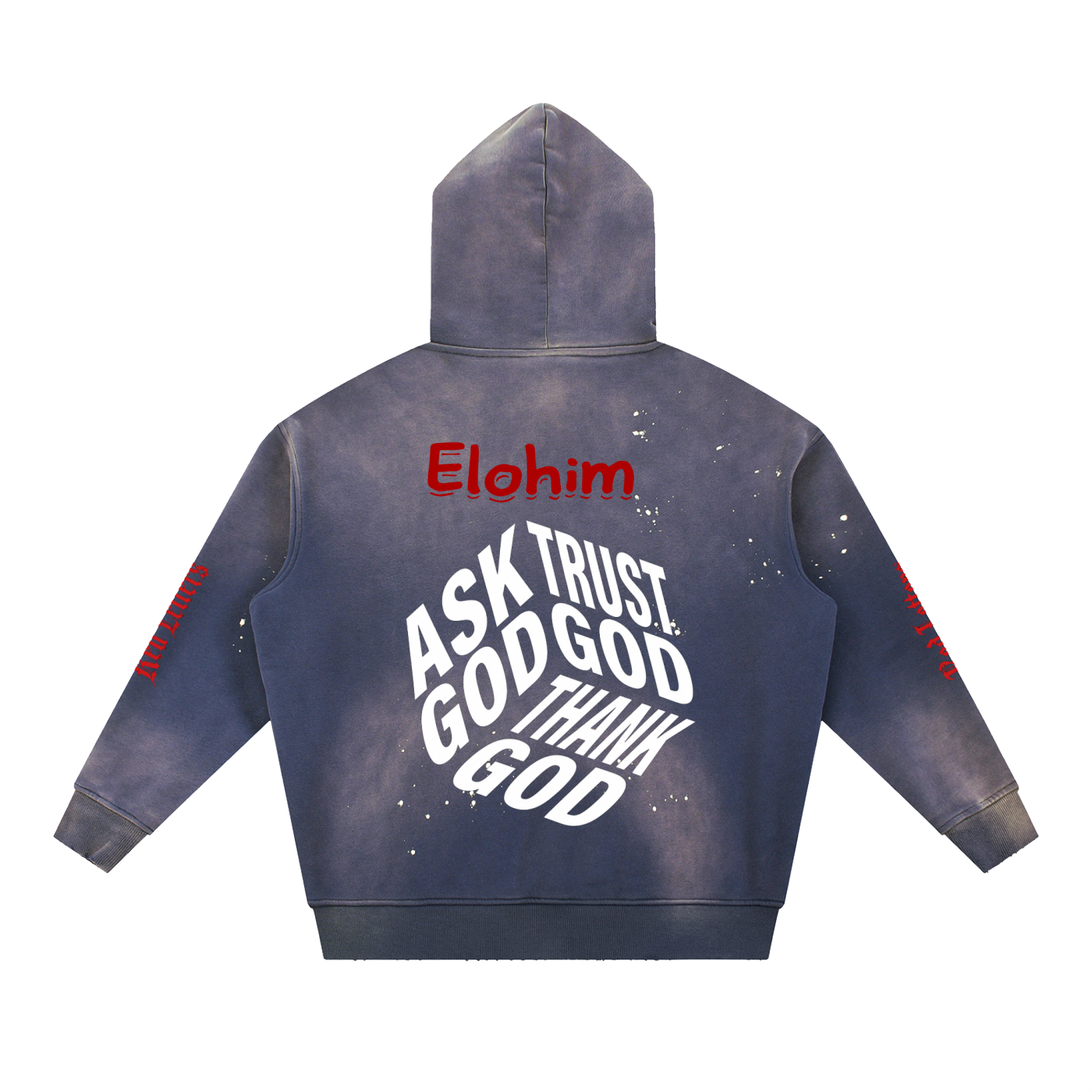 Red Letters Washed Frayed Fleece Hoodie