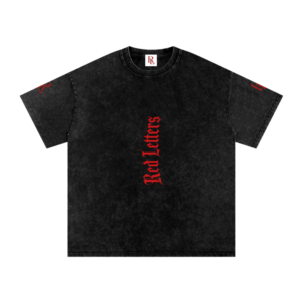 Red Letters Snow Washed Oversized T-Shirt