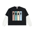 Red Letters Layered Contrast Sleeve T-Shirt